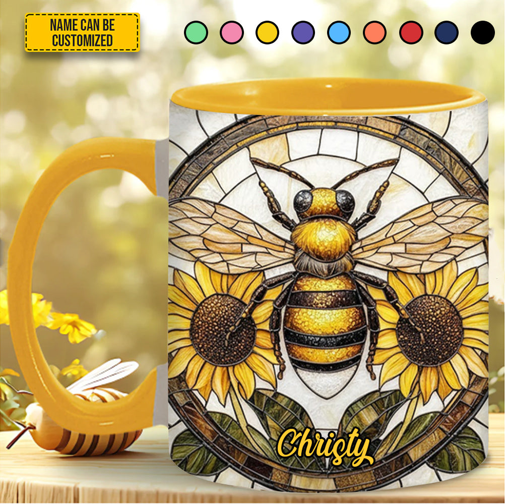 Personalized Stained Glass Bee Accent Mug Present Ideas For Bee Lovers