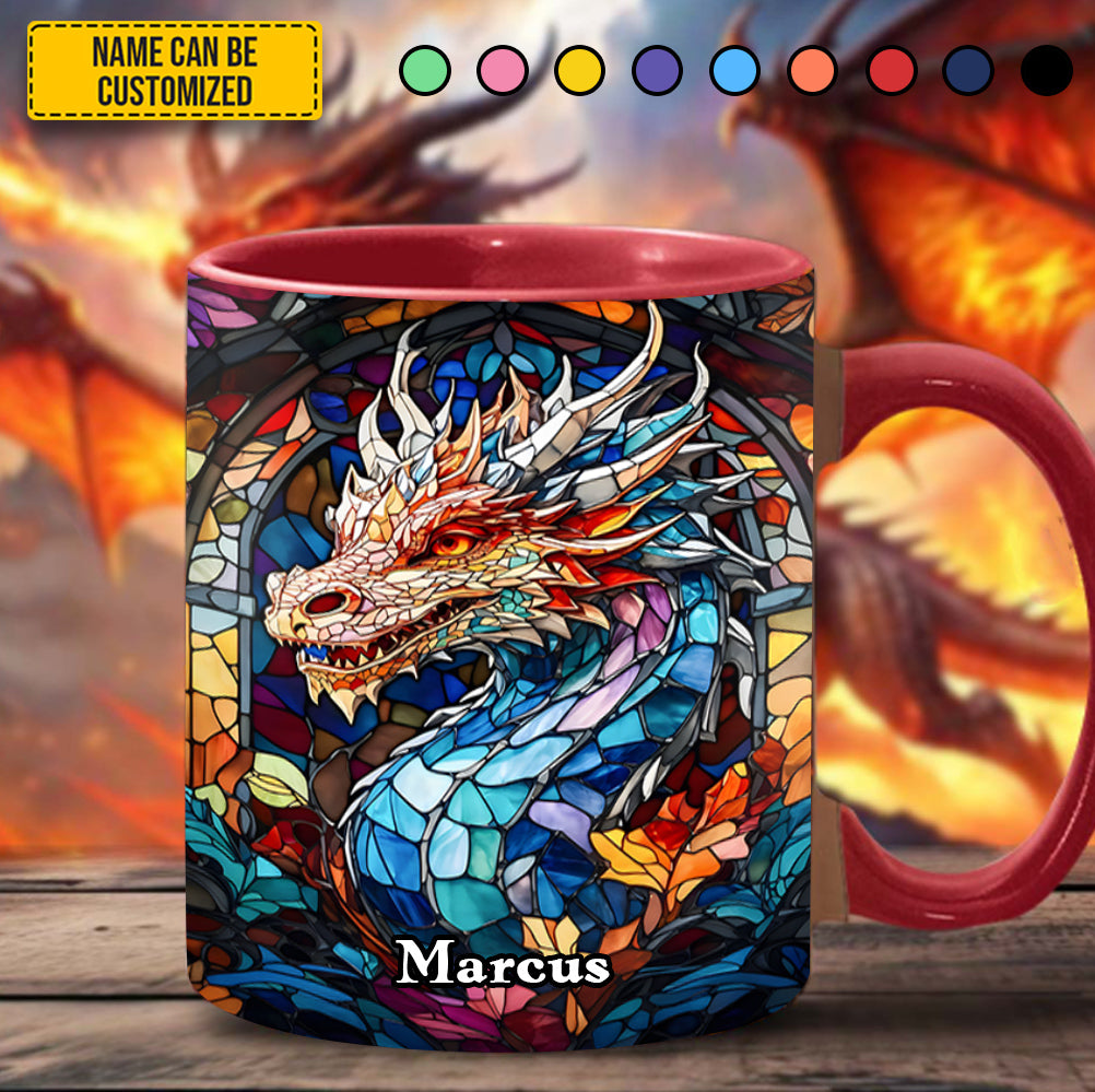 Personalized Stained Glass Dragon Accent Mug Gifts For Dragonfly Lovers