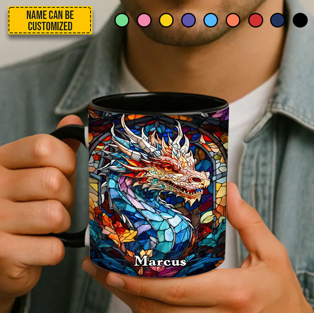 Personalized Stained Glass Dragon Accent Mug Gifts For Dragonfly Lovers - Image 2