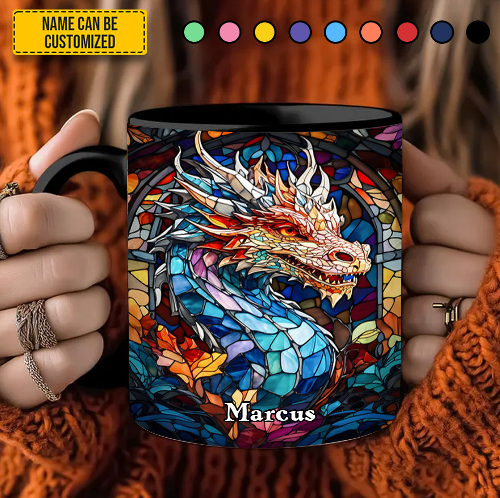 Personalized Stained Glass Dragon Accent Mug Gifts For Dragonfly Lovers - Image 4