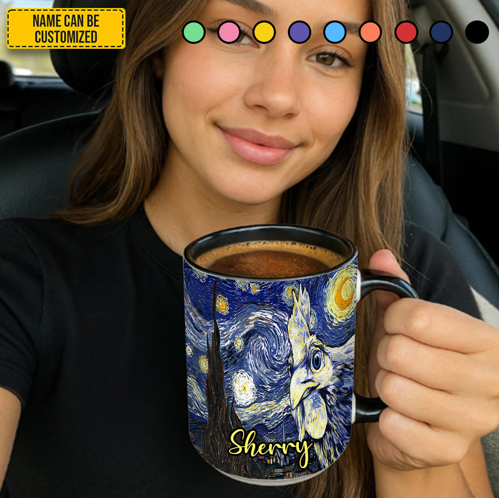 Personalized Starry Night Rooster Accent Mug Unique Starry Night Gift - Image 5