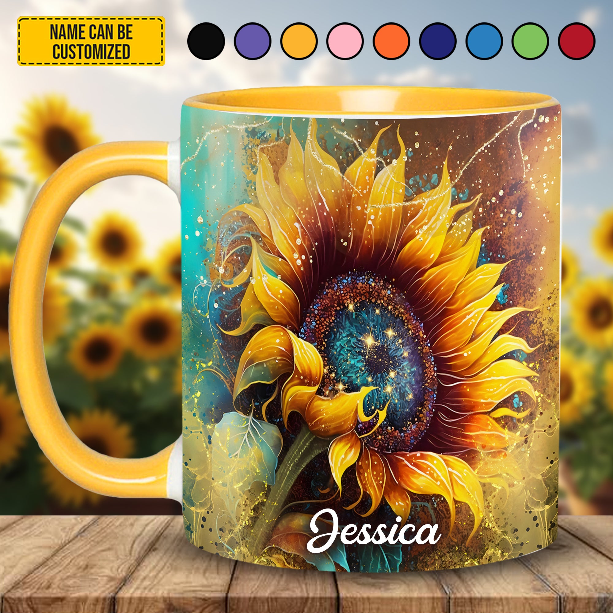 Personalized Sunflower Accent Mug Beautiful Sunflower Sunflower Birthday Gifts