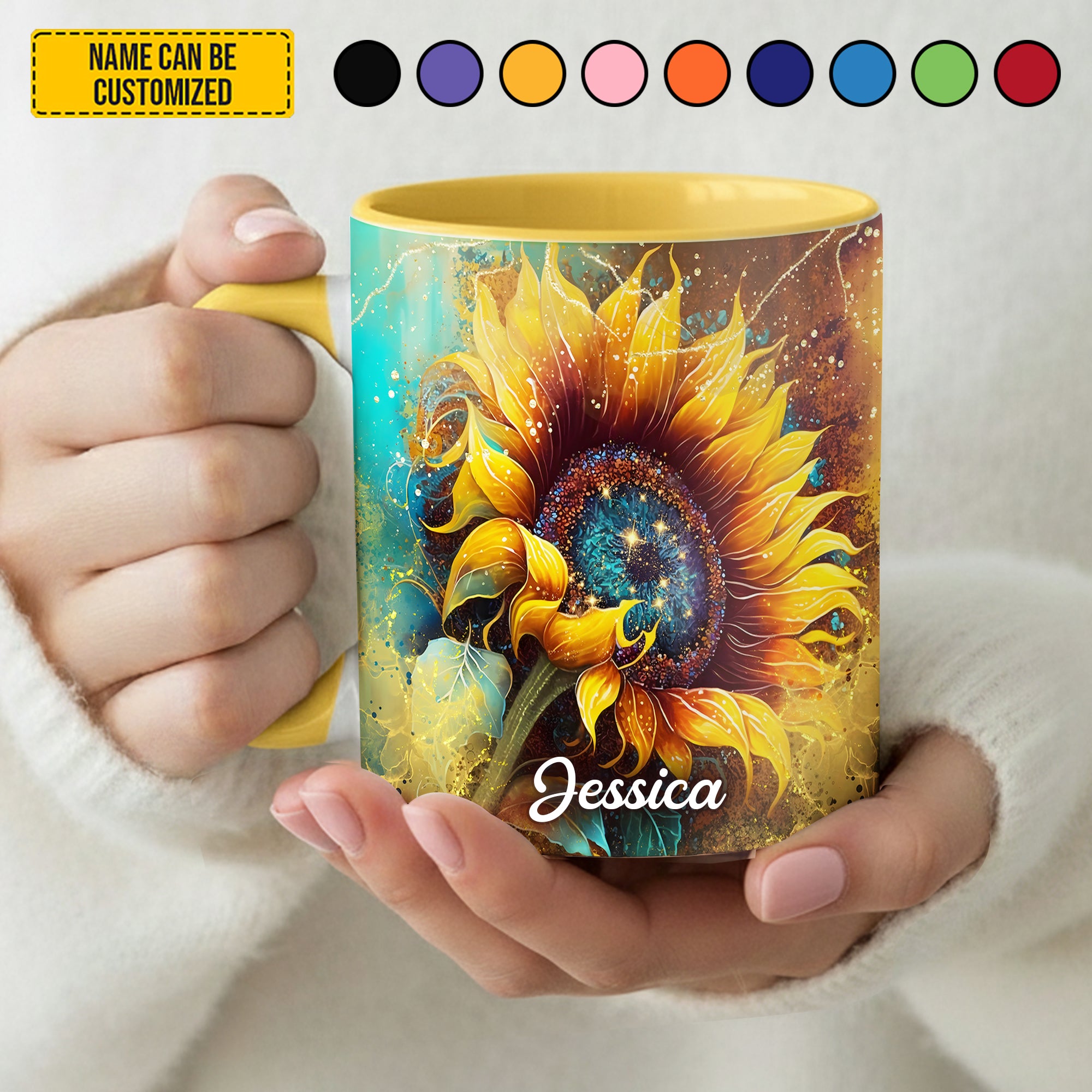 Personalized Sunflower Accent Mug Beautiful Sunflower Sunflower Birthday Gifts - Image 5