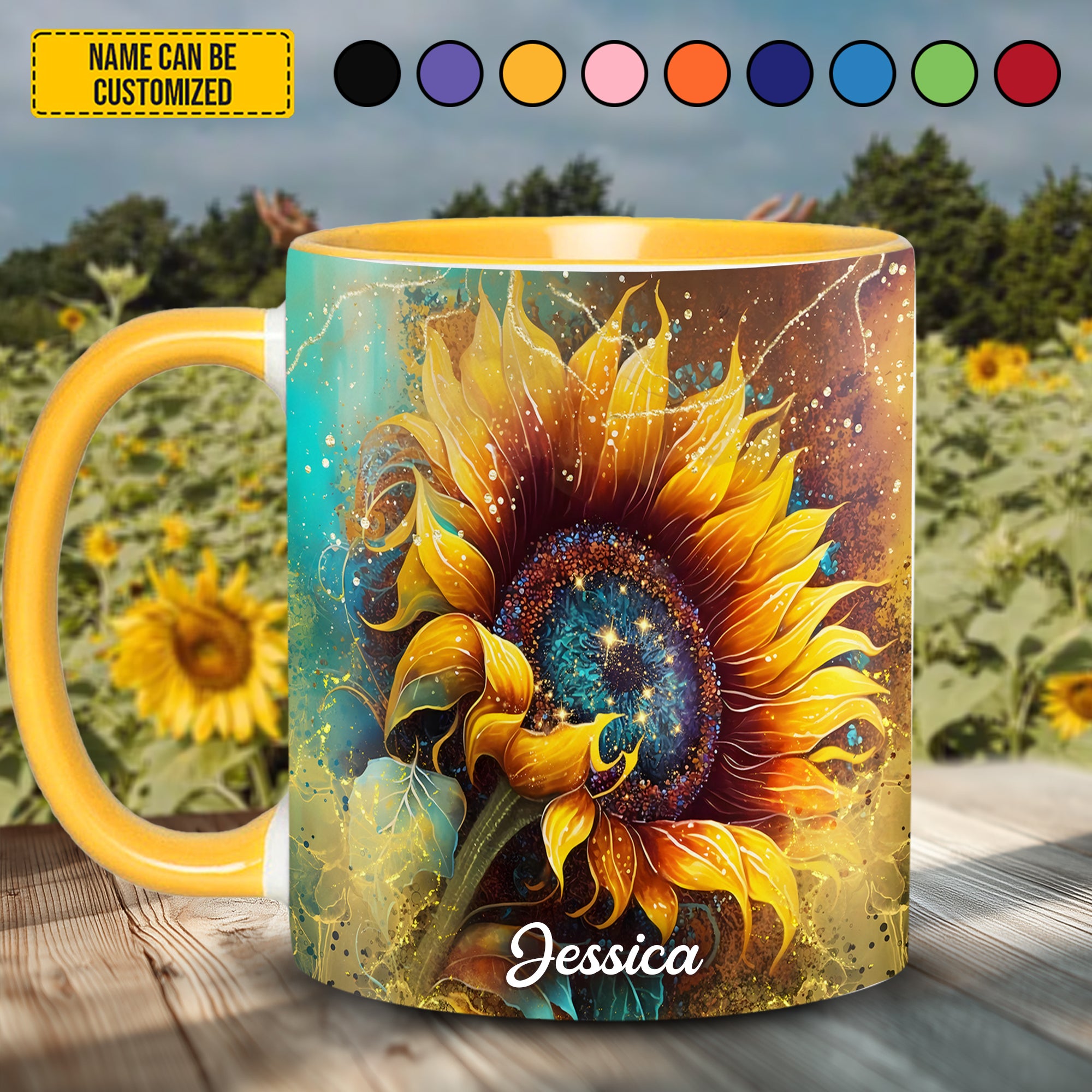 Personalized Sunflower Accent Mug Beautiful Sunflower Sunflower Birthday Gifts - Image 4