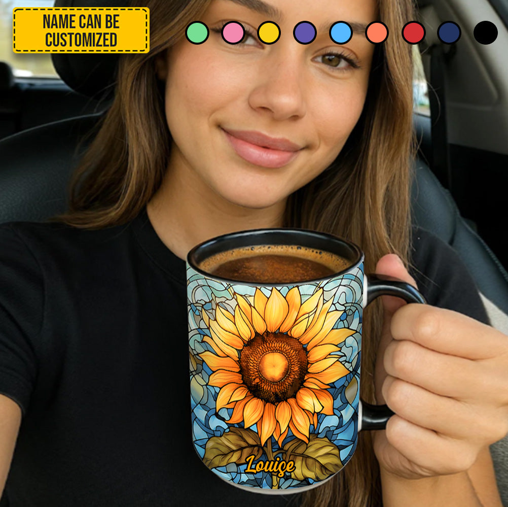 Personalized Sunflower Accent Mug Stained Glass Sunflower Sunflower Gifts For Grandma - Image 4