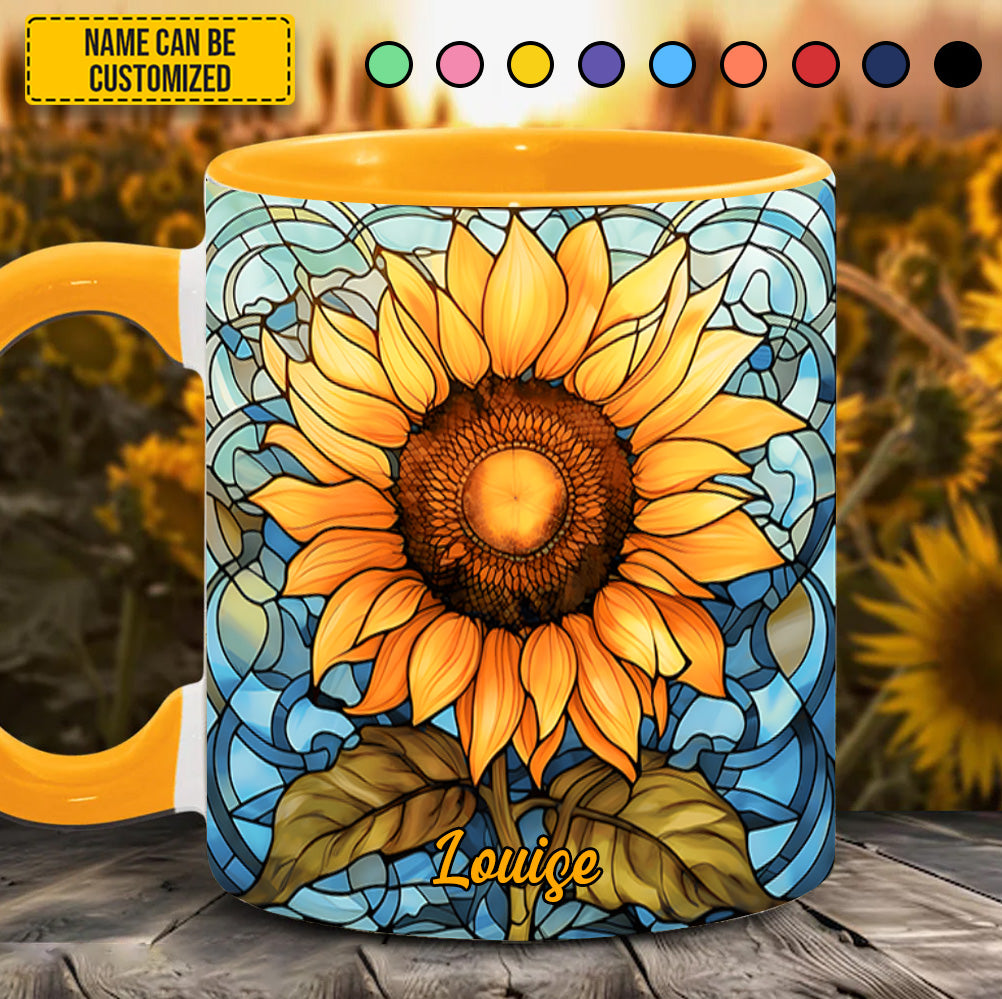 Personalized Sunflower Accent Mug Stained Glass Sunflower Sunflower Gifts For Grandma - Image 3