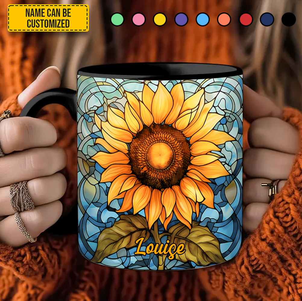Personalized Sunflower Accent Mug Stained Glass Sunflower Sunflower Gifts For Grandma - Image 5
