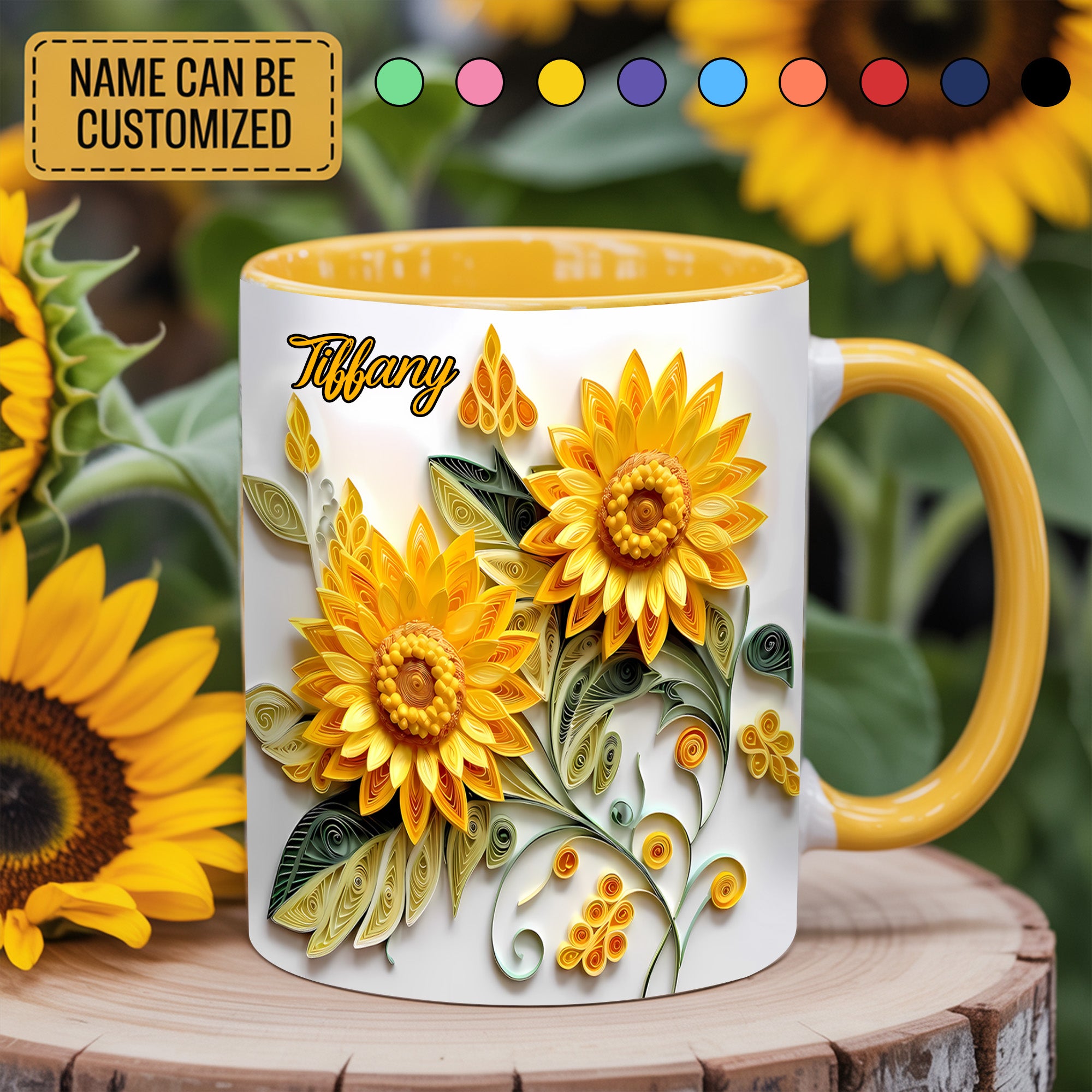 Personalized Sunflower Accent Mug Sunflower Gifts For Women