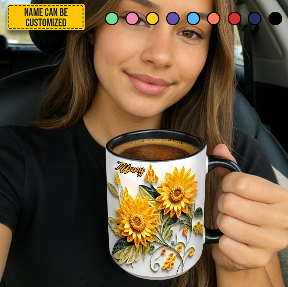 Personalized Sunflower Accent Mug Sunflower Gifts For Women - Image 4