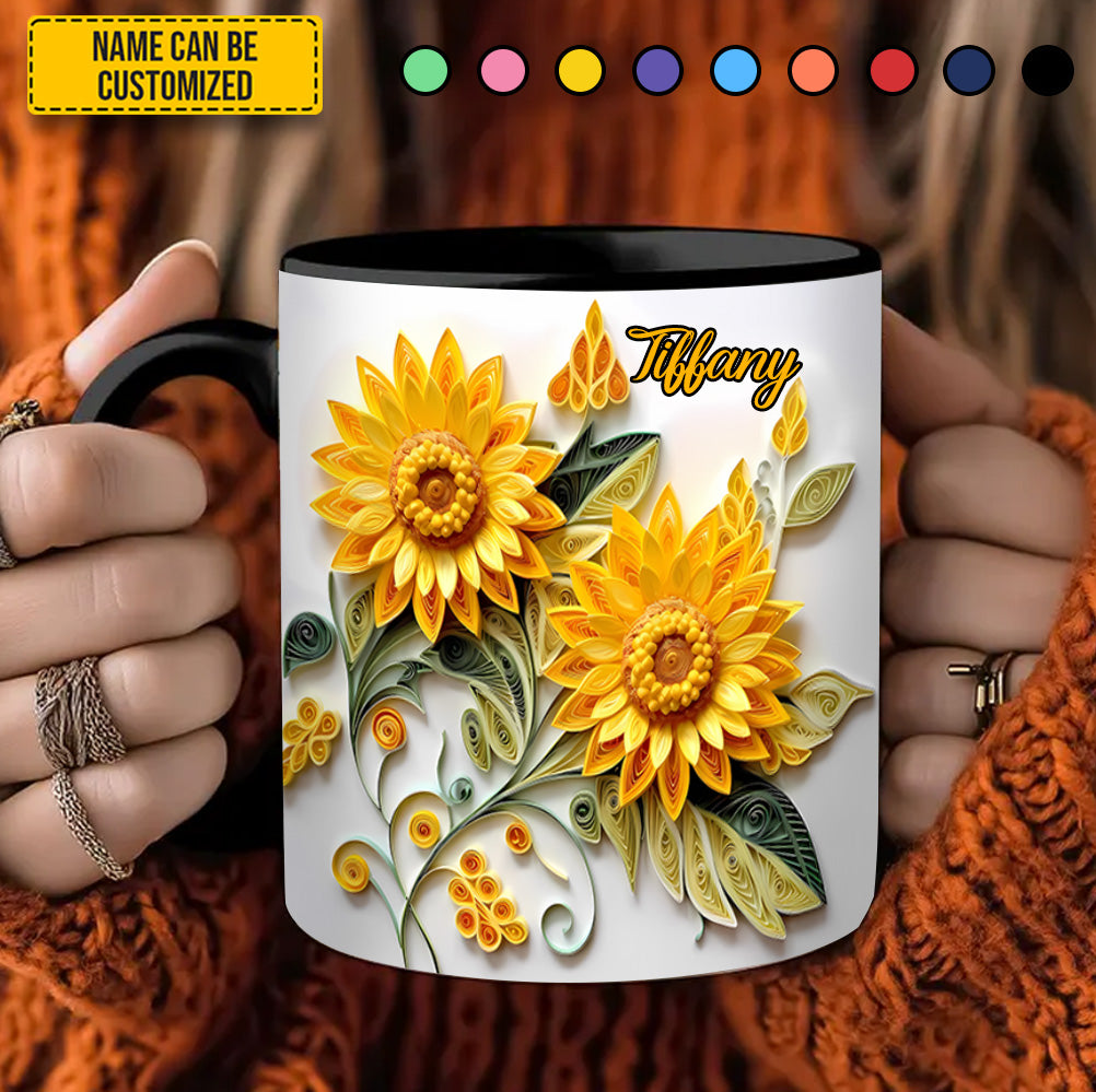 Personalized Sunflower Accent Mug Sunflower Gifts For Women - Image 3