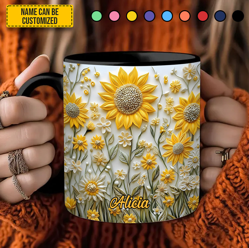 Personalized Sunflowers Accent Mug Cute Gift For Sunflowers lovers - Image 5