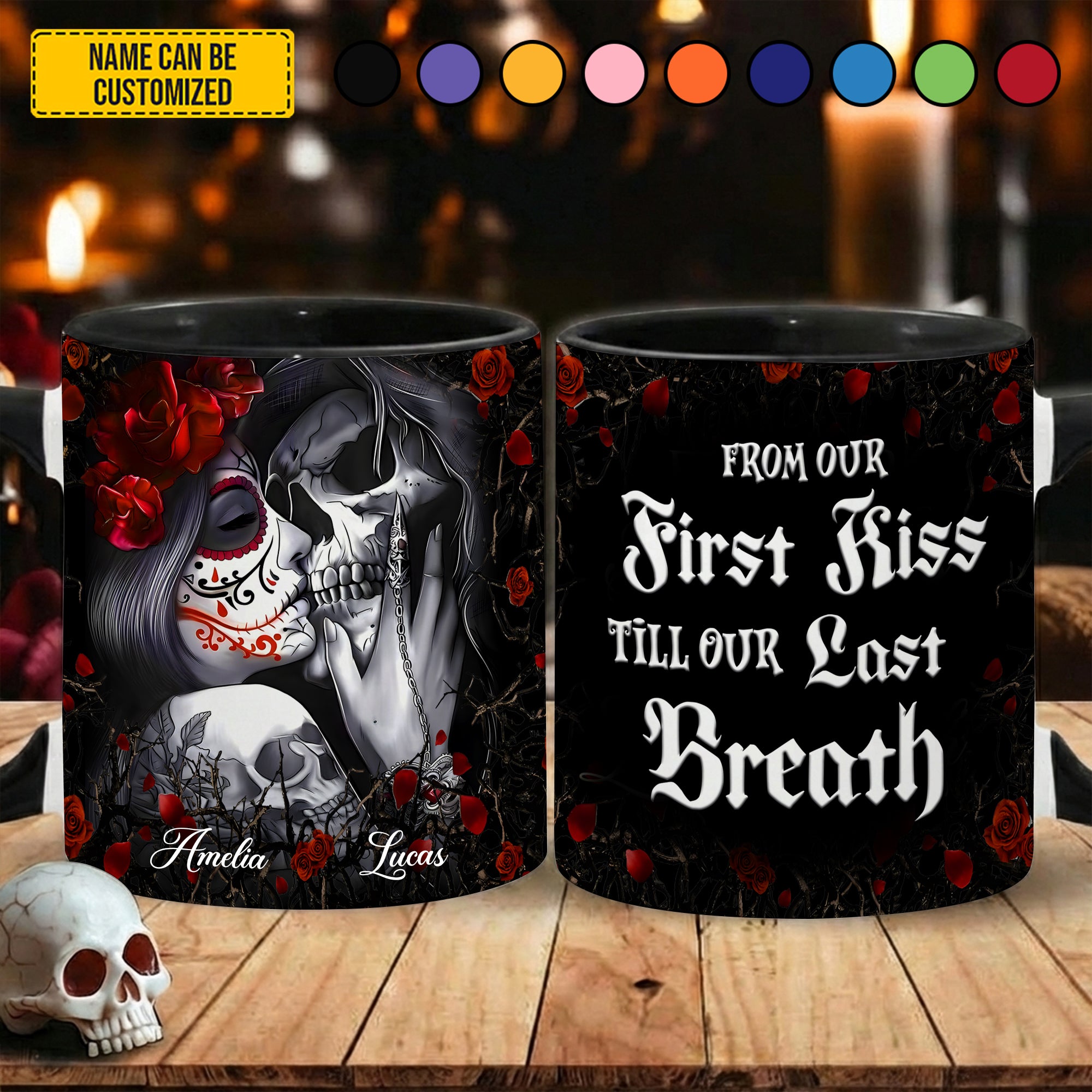 Personalized Tatoo Couple Accent Mug From Our First Kiss Unique Gift For Couple