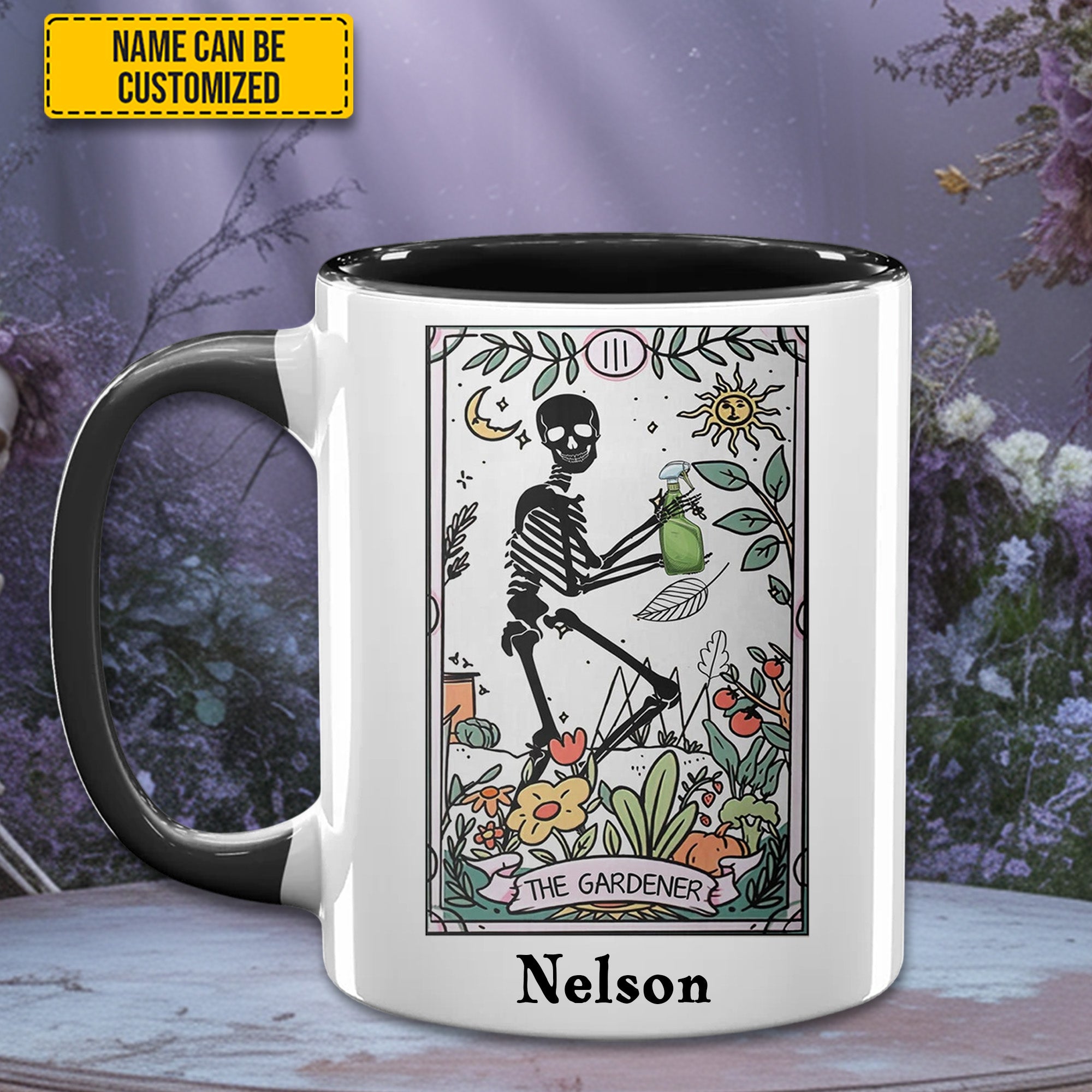 Personalized The Gardener Skeleton Tarot Accent Mug Unique Gift For Dad - Image 5