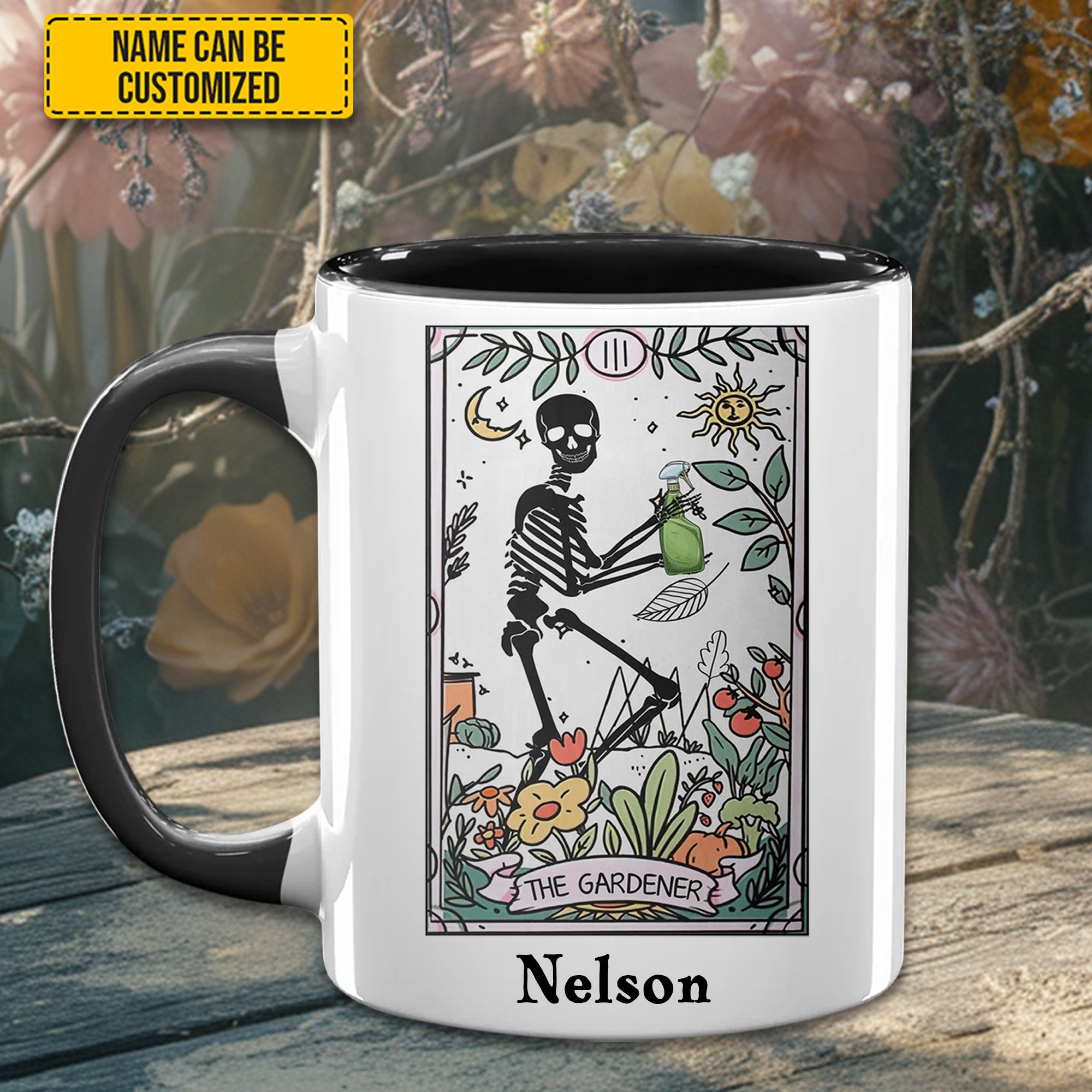 Personalized The Gardener Skeleton Tarot Accent Mug Unique Gift For Dad - Image 3