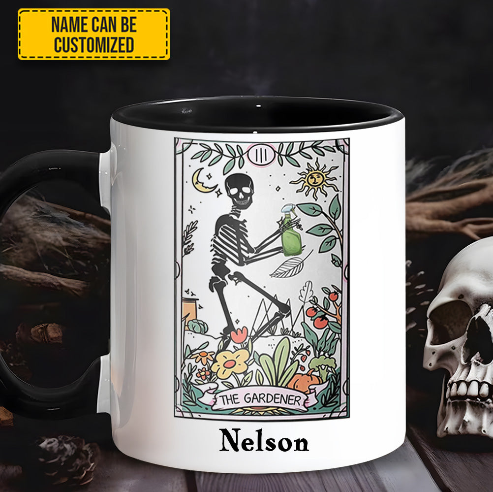 Personalized The Gardener Skeleton Tarot Accent Mug Unique Gift For Dad - Image 2