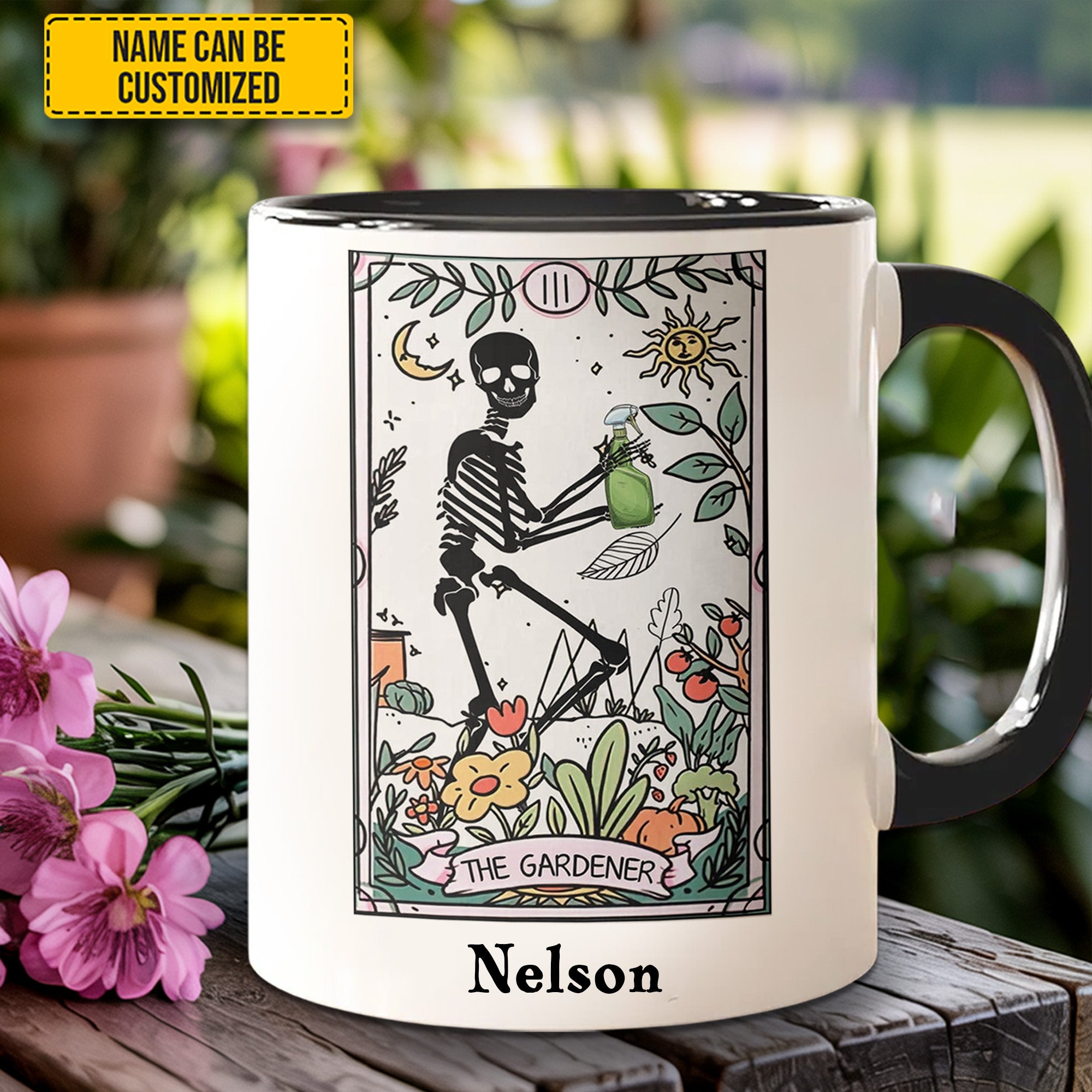 Personalized The Gardener Skeleton Tarot Accent Mug Unique Gift For Dad