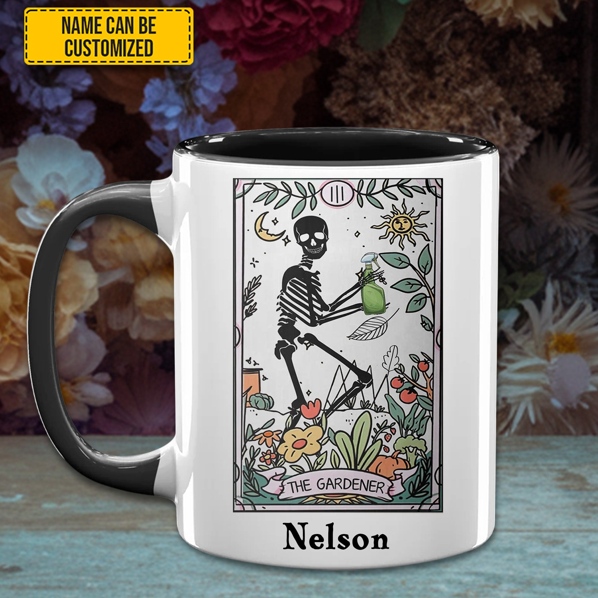 Personalized The Gardener Skeleton Tarot Accent Mug Unique Gift For Dad - Image 6