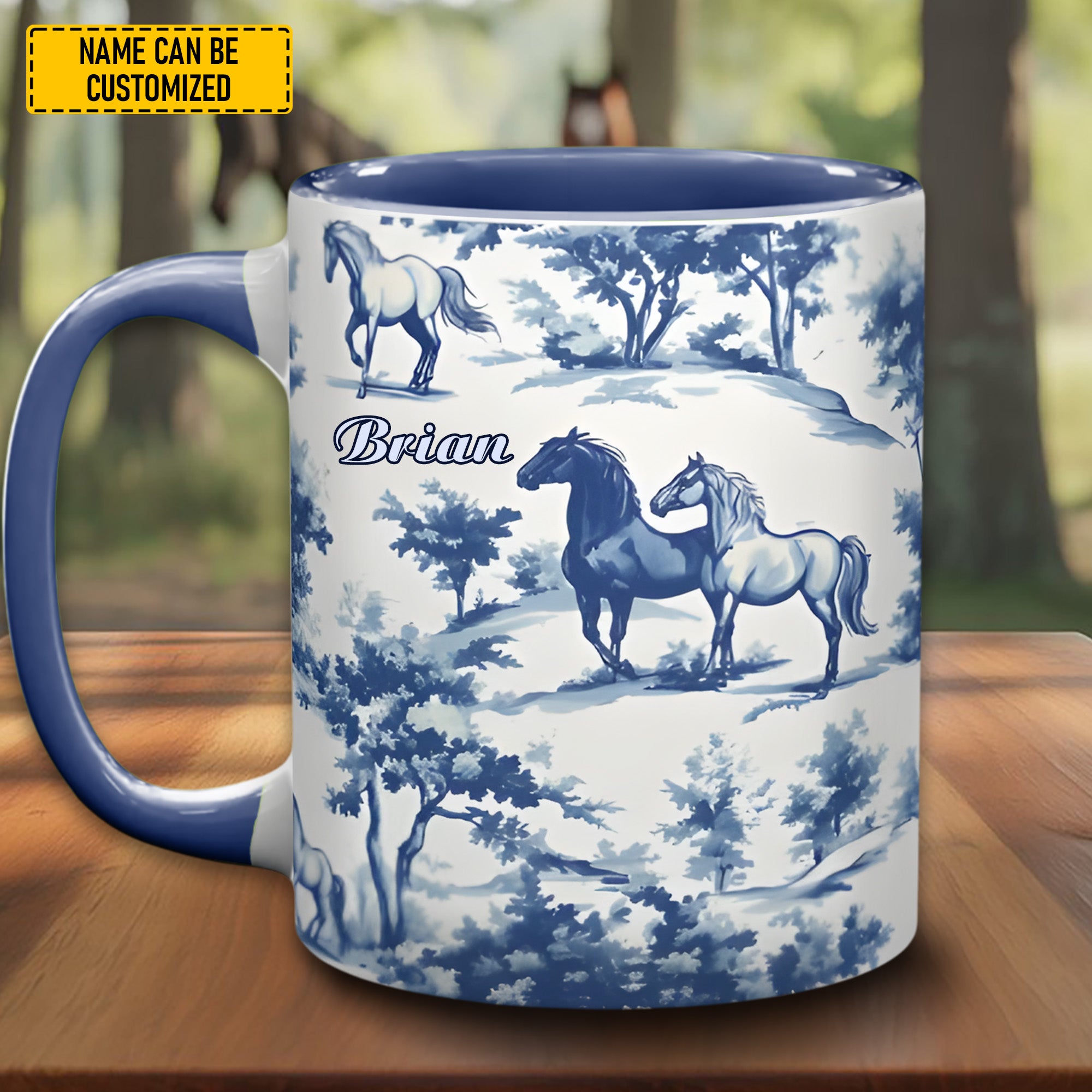 Personalized Toile de Jouy Horse Accent Mug Gifts To Get Horse Lovers - Image 3