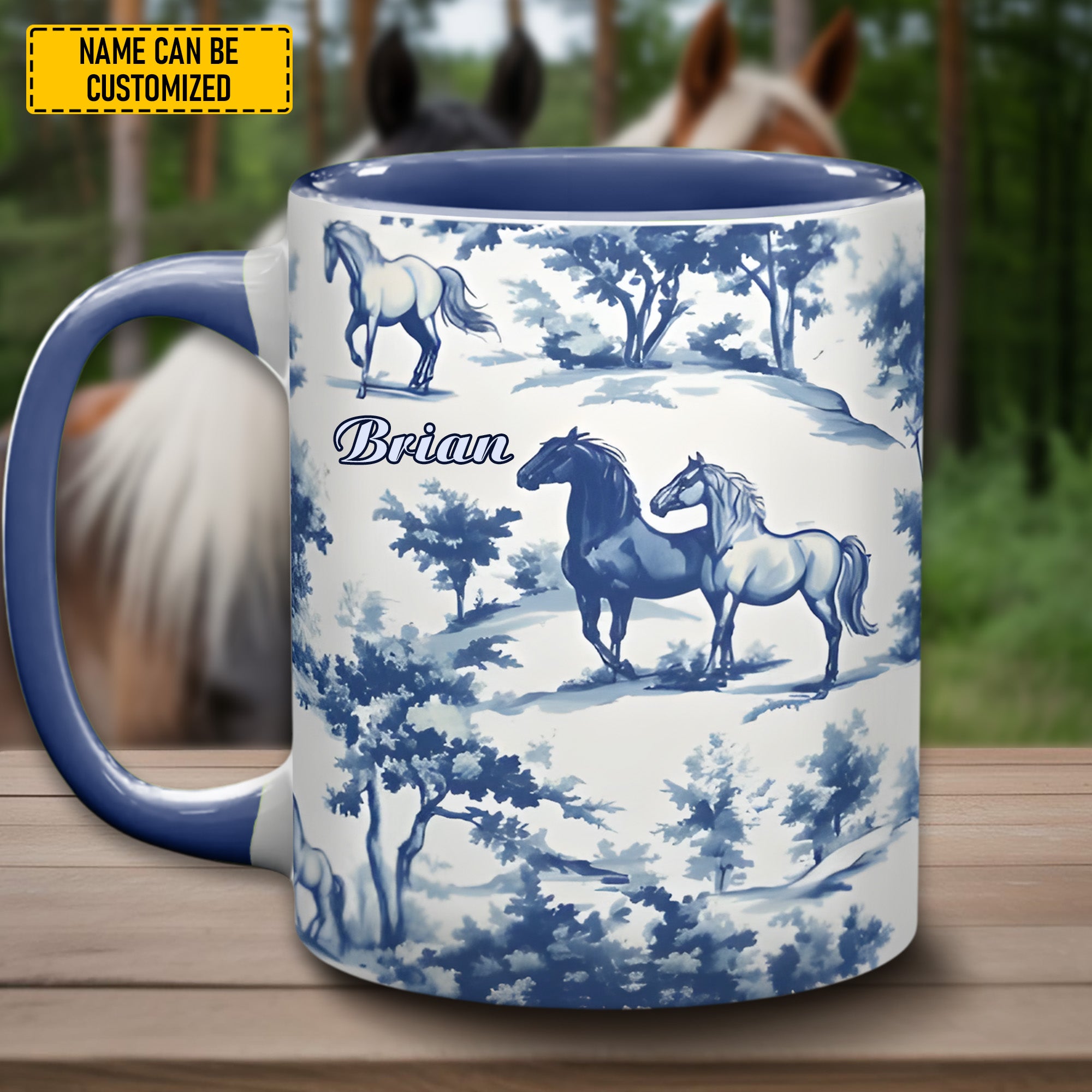 Personalized Toile de Jouy Horse Accent Mug Gifts To Get Horse Lovers - Image 2