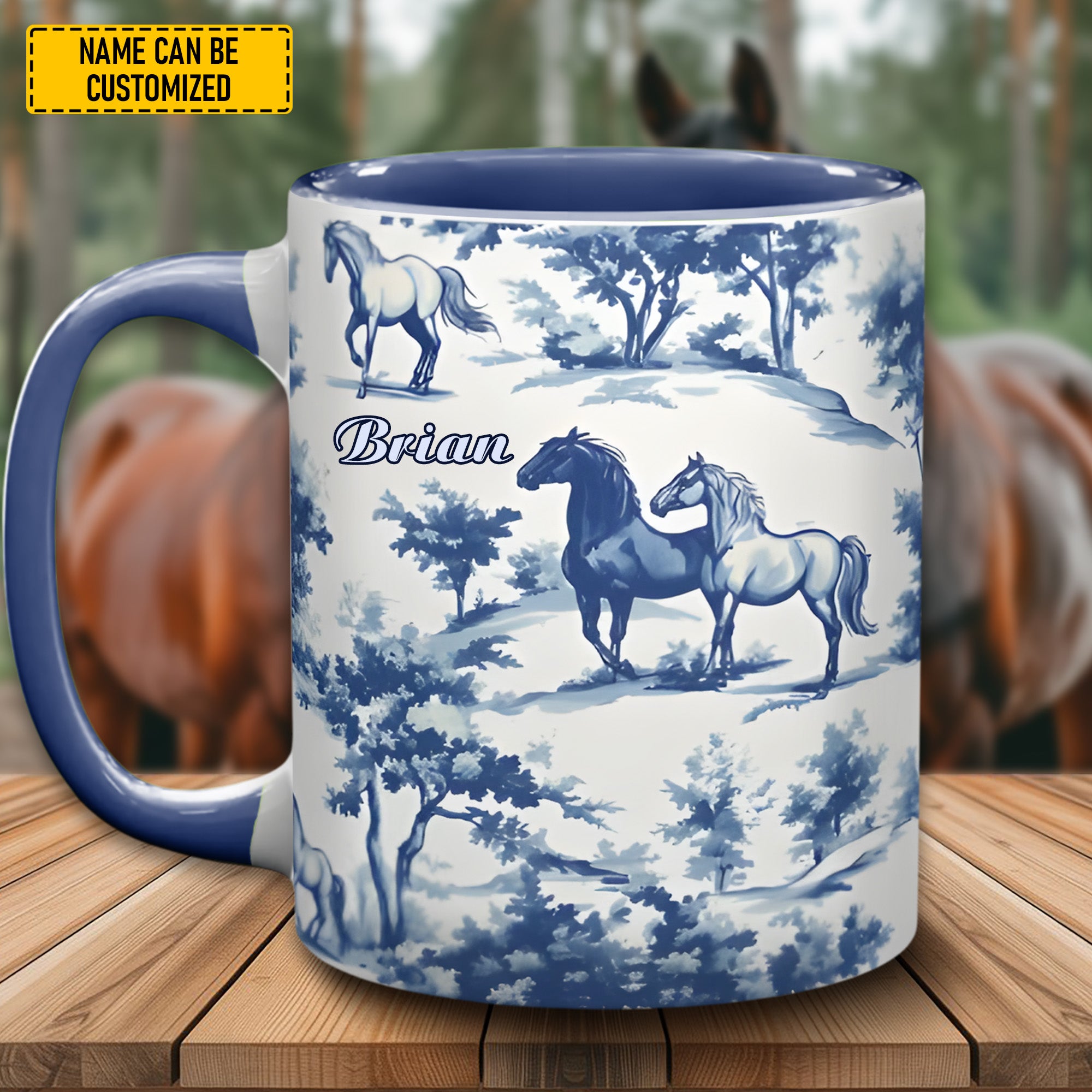 Personalized Toile de Jouy Horse Accent Mug Gifts To Get Horse Lovers
