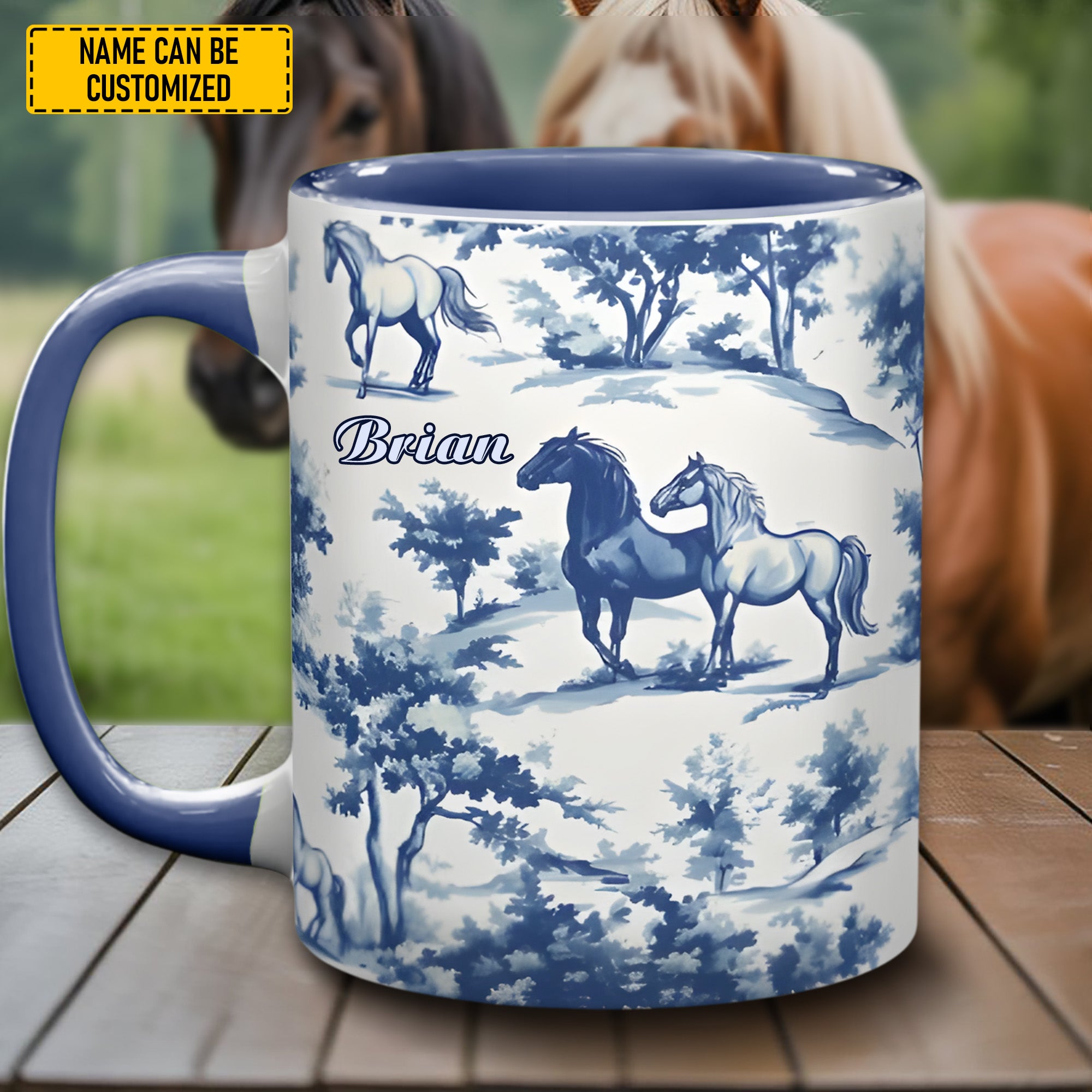 Personalized Toile de Jouy Horse Accent Mug Gifts To Get Horse Lovers - Image 4