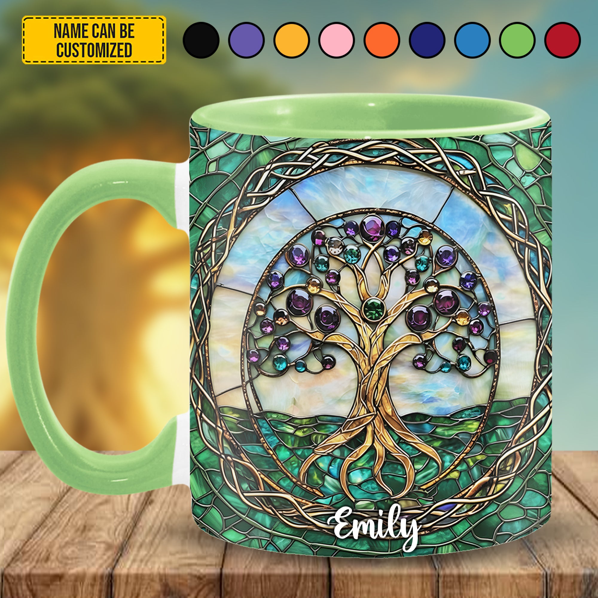 Personalized Tree Of Life Stained Glass Accent Mug Gift For Tree Of Life Lovers - Image 4