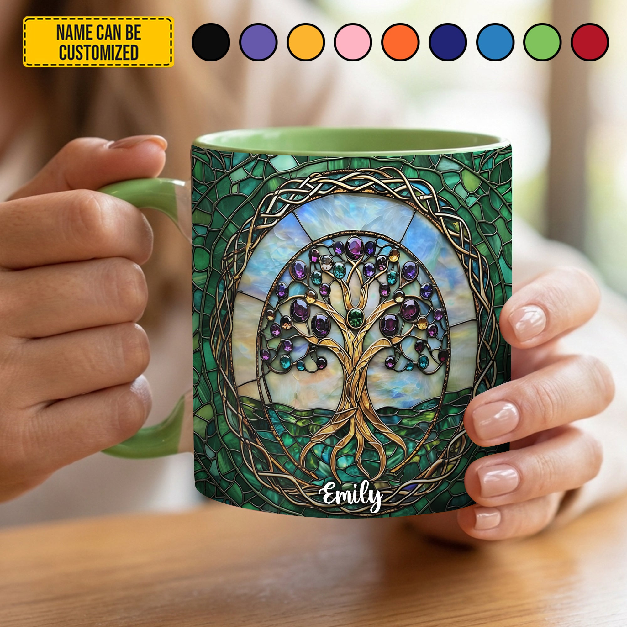 Personalized Tree Of Life Stained Glass Accent Mug Gift For Tree Of Life Lovers - Image 2