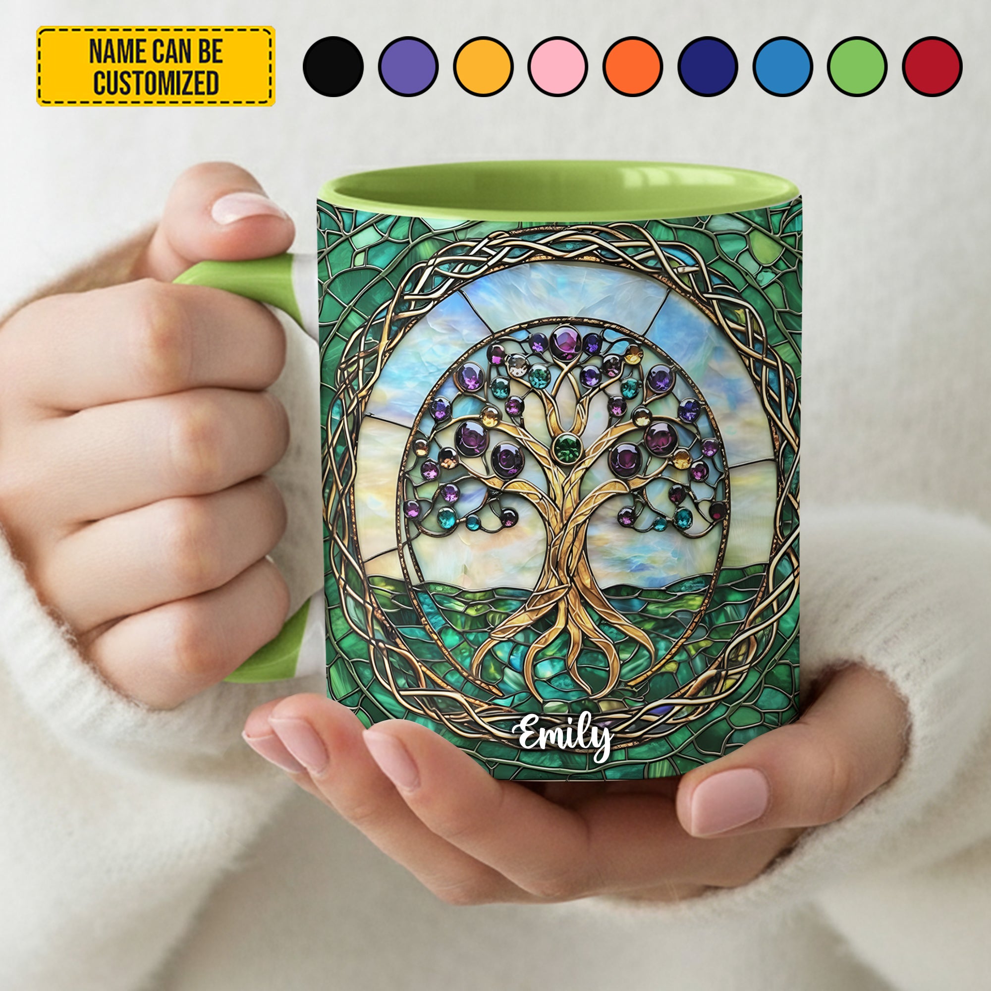 Personalized Tree Of Life Stained Glass Accent Mug Gift For Tree Of Life Lovers - Image 3