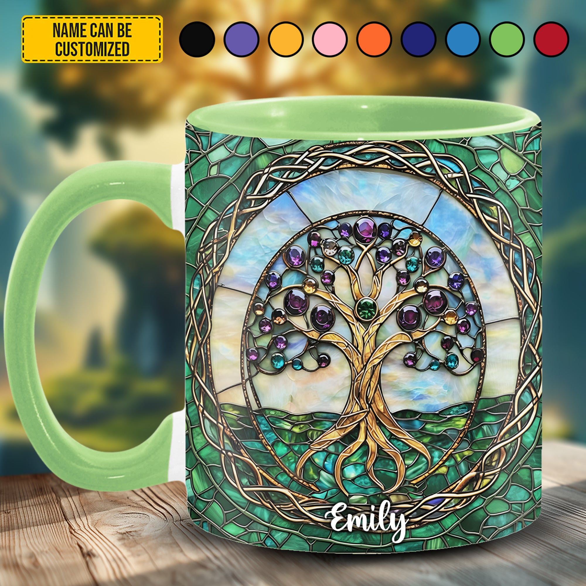 Personalized Tree Of Life Stained Glass Accent Mug Gift For Tree Of Life Lovers