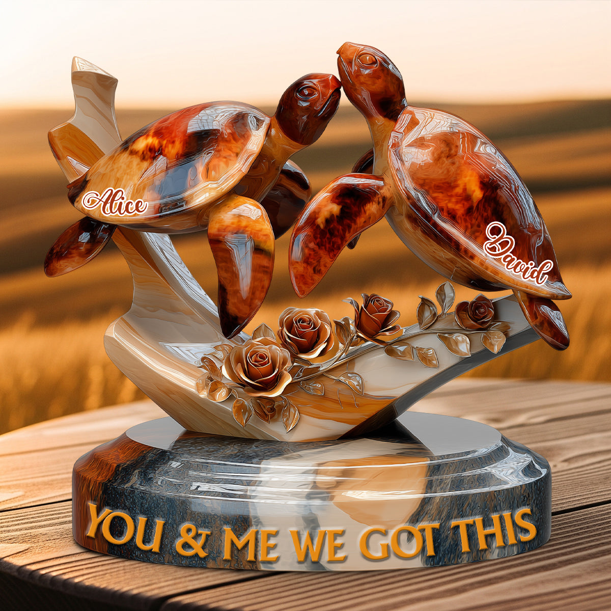 Personalized Turle Custom Shaped Acrylic Plaque You & Me We Got This Custom Couple Gifts