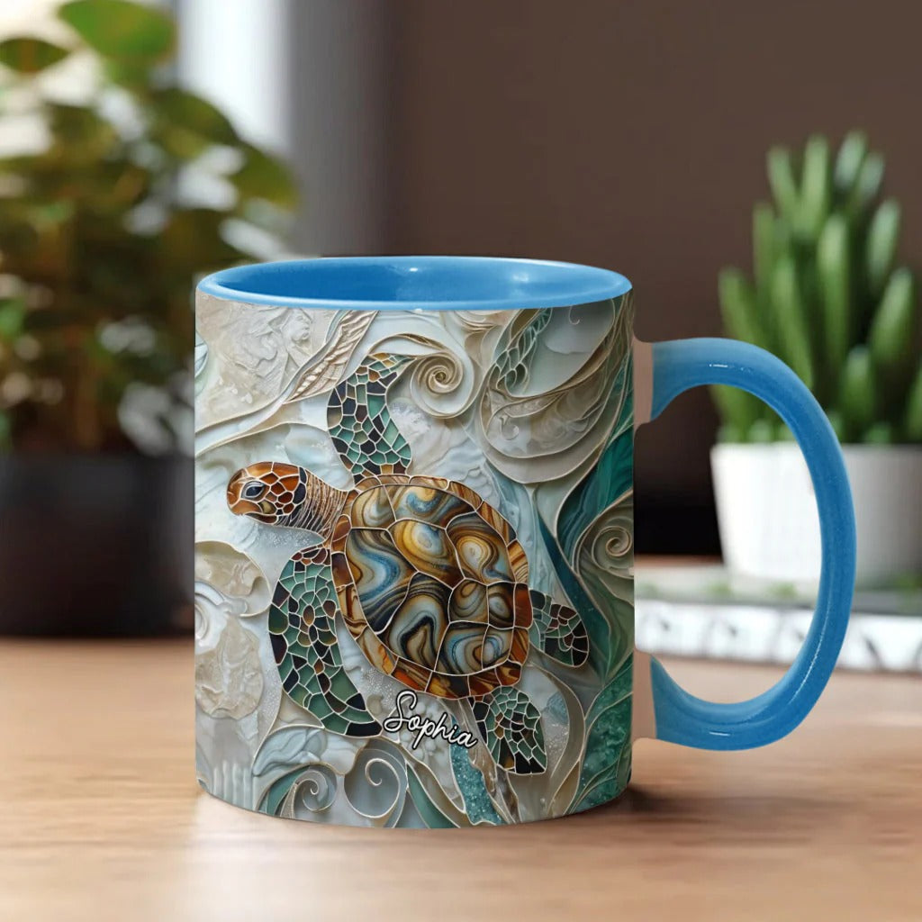 Personalized Turtle Accent Mug Love Turtles Gift Ideas For Sea Turtle Lovers - Image 3