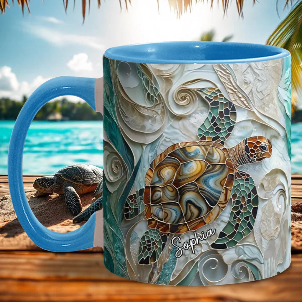 Personalized Turtle Accent Mug Love Turtles Gift Ideas For Sea Turtle Lovers