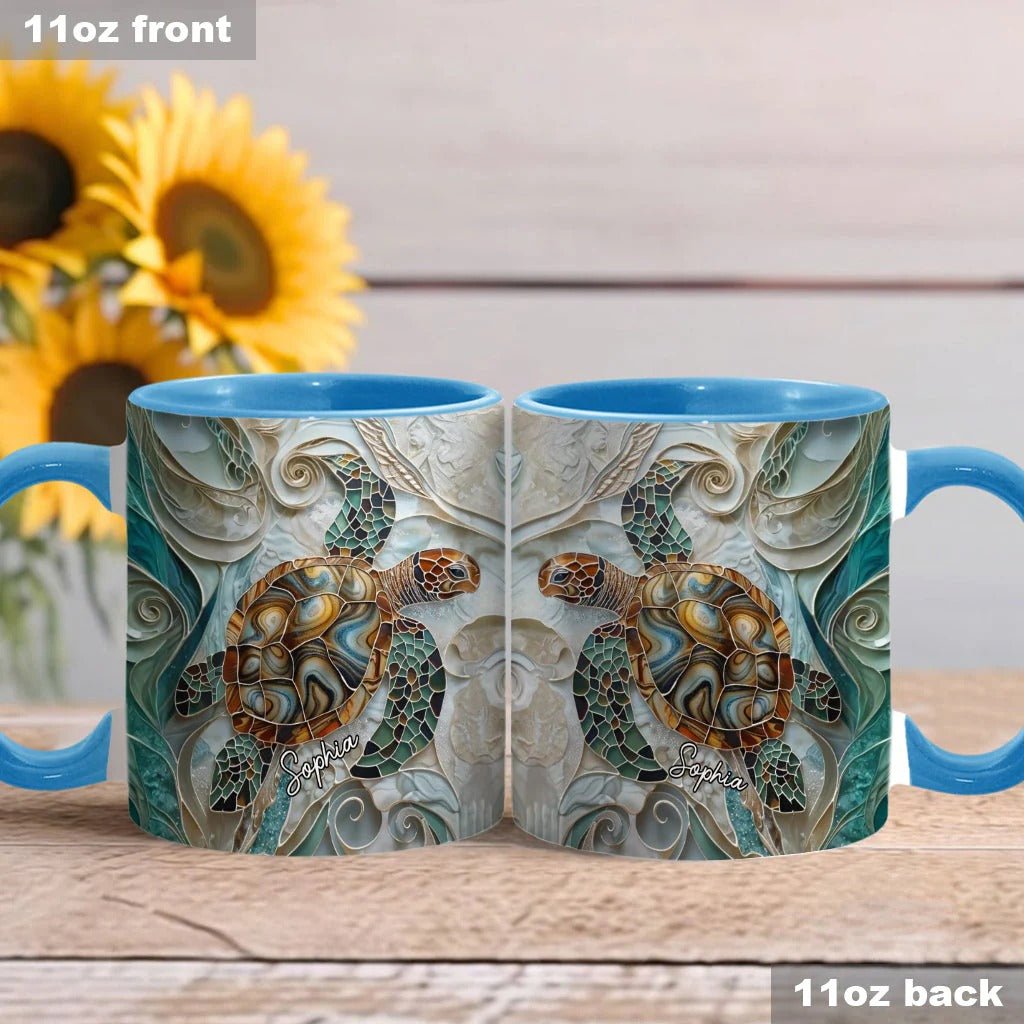 Personalized Turtle Accent Mug Love Turtles Gift Ideas For Sea Turtle Lovers - Image 5