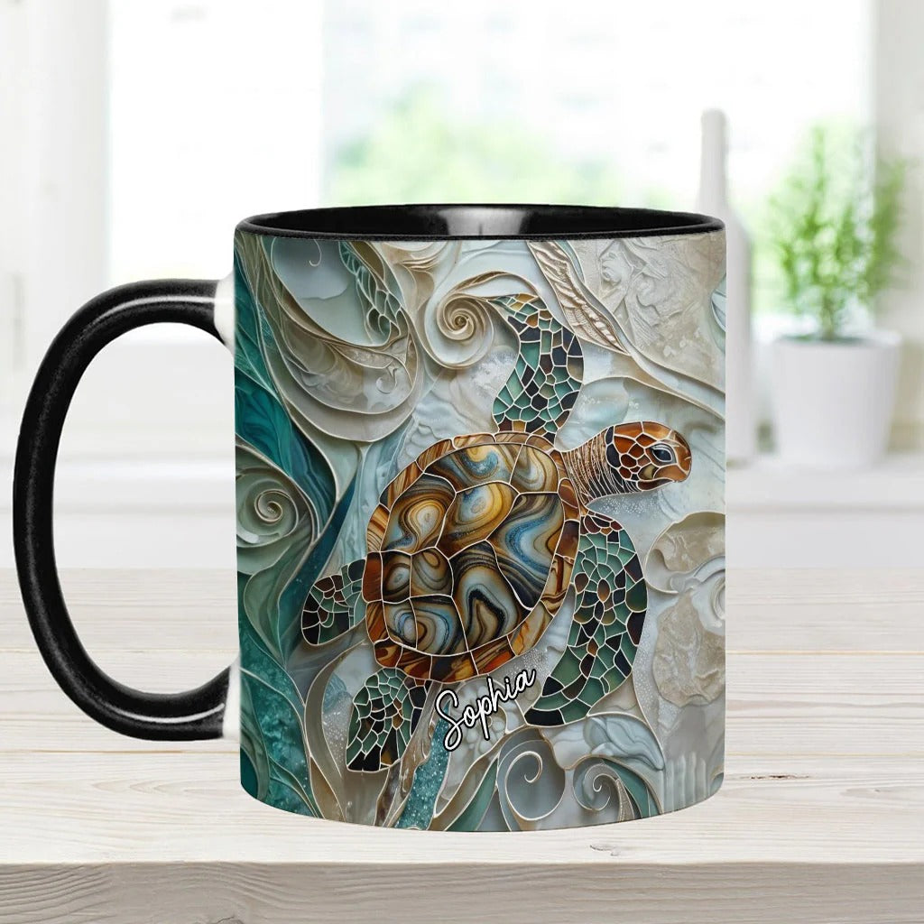 Personalized Turtle Accent Mug Love Turtles Gift Ideas For Sea Turtle Lovers - Image 4