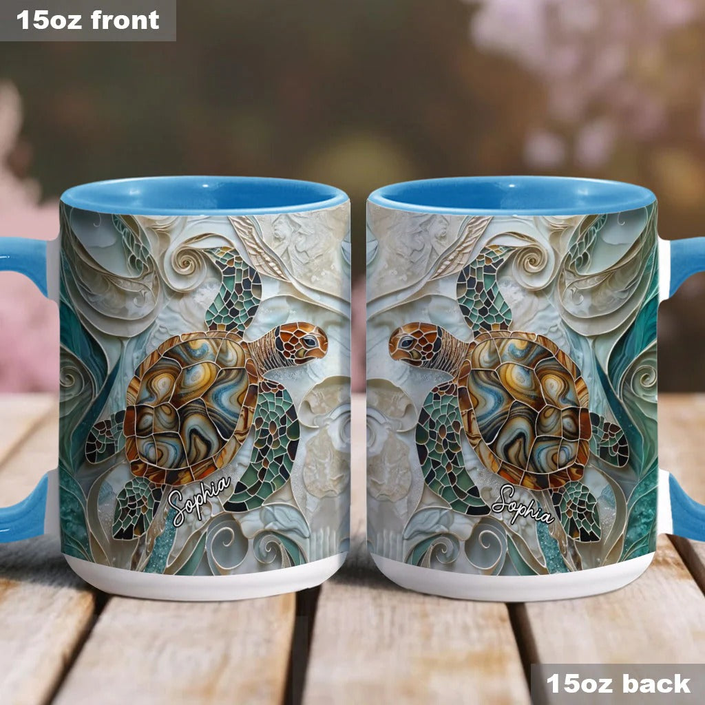 Personalized Turtle Accent Mug Love Turtles Gift Ideas For Sea Turtle Lovers - Image 2