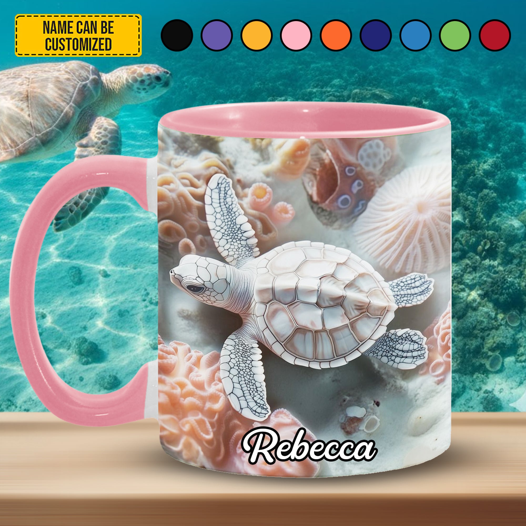 Personalized Turtle Accent Mug Ocean & Turtle Sea Turtle Gift Ideas For Her