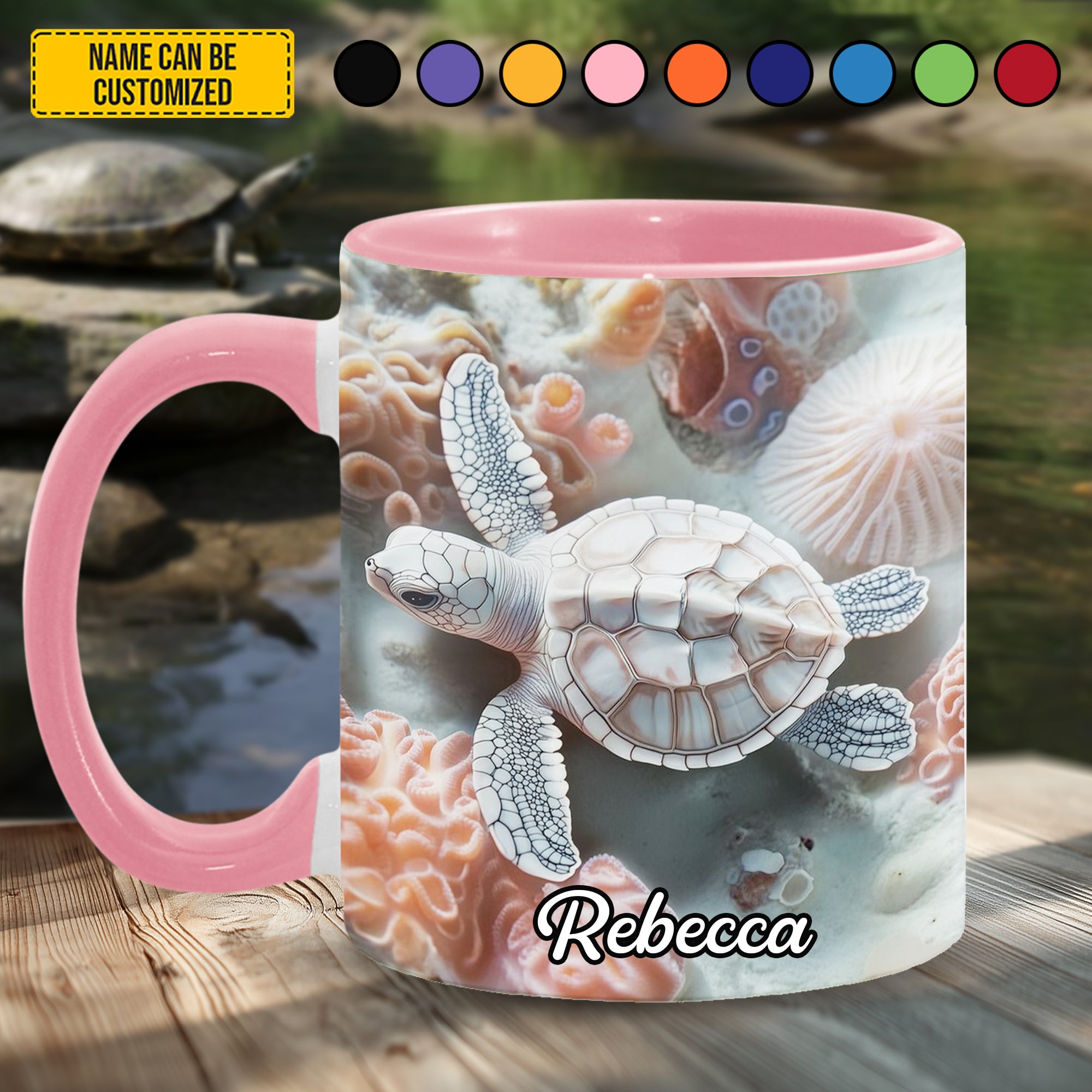 Personalized Turtle Accent Mug Ocean & Turtle Sea Turtle Gift Ideas For Her - Image 4