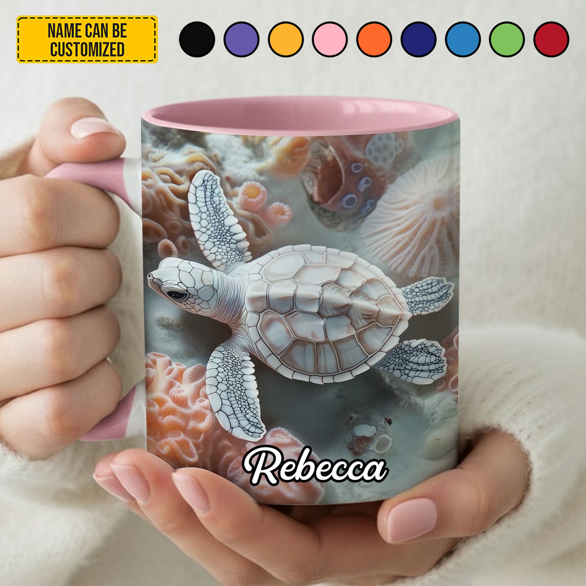Personalized Turtle Accent Mug Ocean & Turtle Sea Turtle Gift Ideas For Her - Image 2