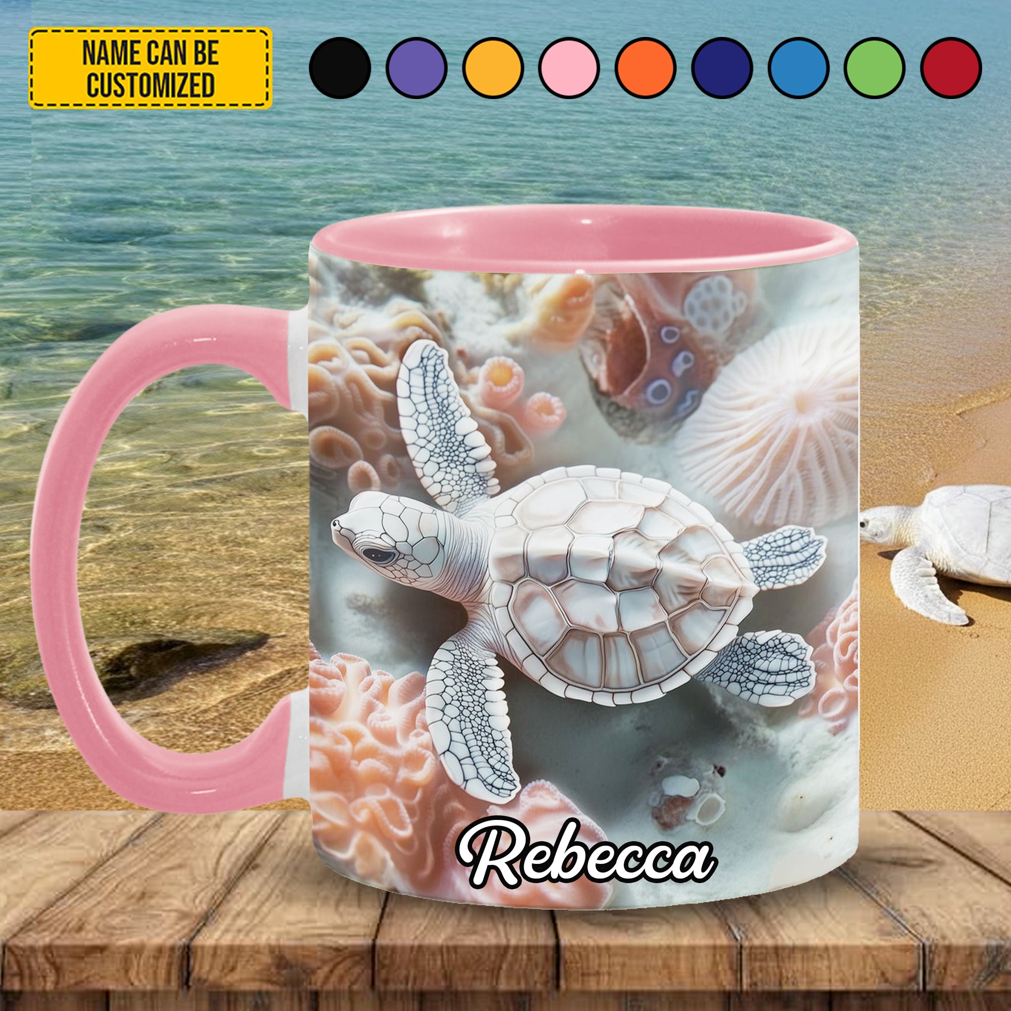 Personalized Turtle Accent Mug Ocean & Turtle Sea Turtle Gift Ideas For Her - Image 3