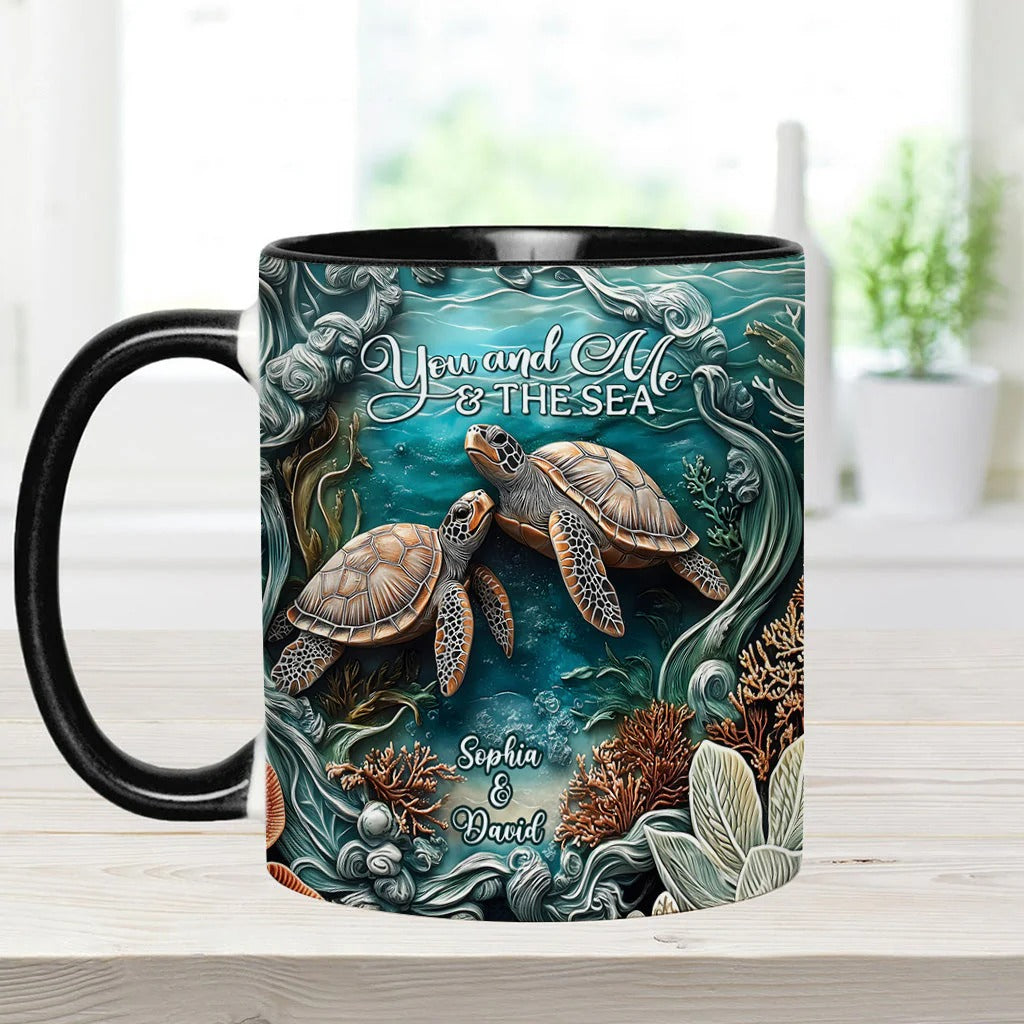 Personalized Turtle Accent Mug You And Me And The Sea Sea Turtle Gift For Grandma - Image 6