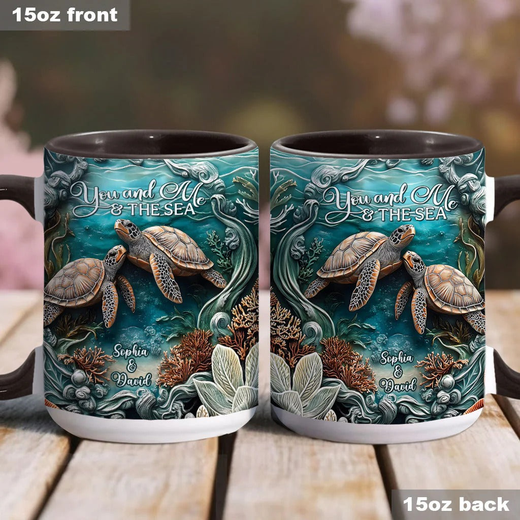 Personalized Turtle Accent Mug You And Me And The Sea Sea Turtle Gift For Grandma - Image 4