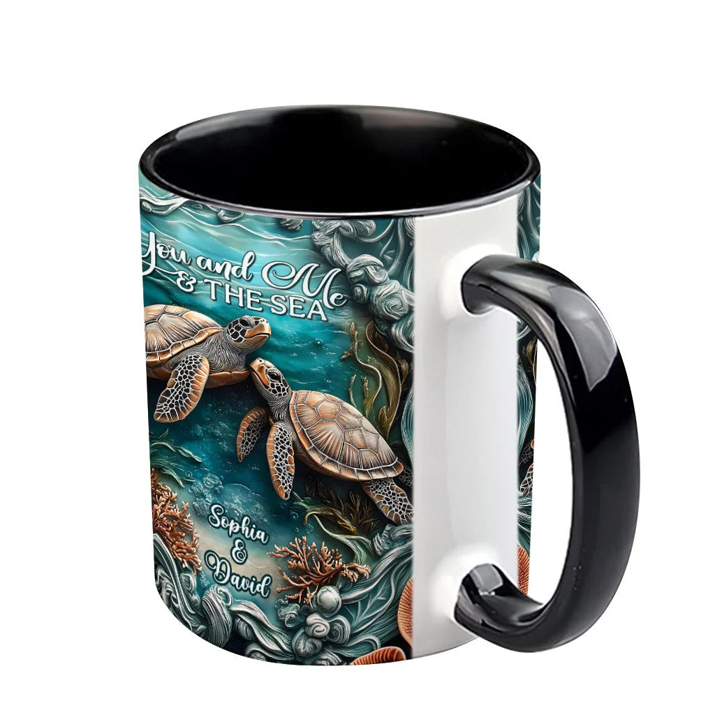 Personalized Turtle Accent Mug You And Me And The Sea Sea Turtle Gift For Grandma - Image 5