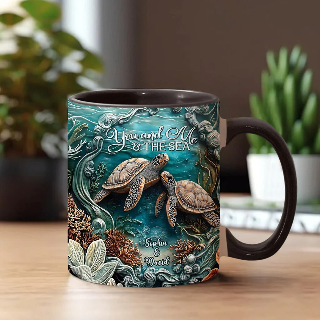 Personalized Turtle Accent Mug You And Me And The Sea Sea Turtle Gift For Grandma - Image 2
