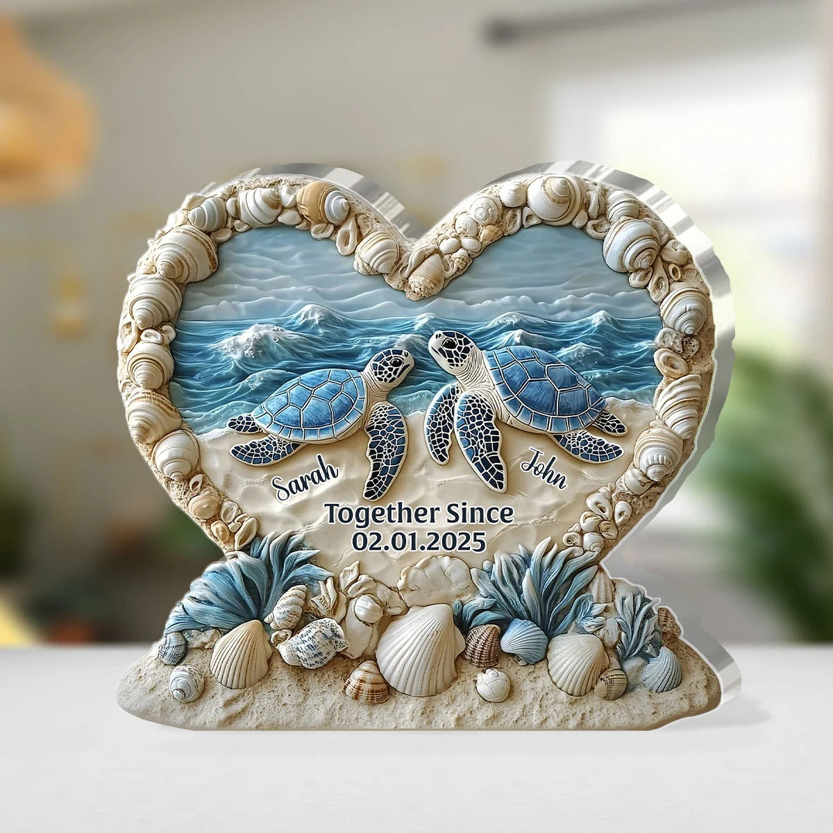 Personalized Turtle Couple Shaped Acrylic Plaque Forever By The Sea Gifts For Turtle Lovers - Image 3