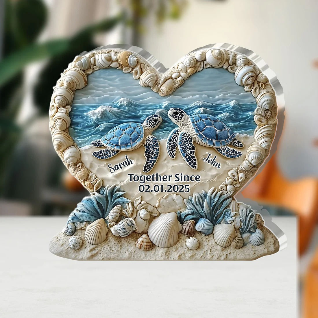 Personalized Turtle Couple Shaped Acrylic Plaque Forever By The Sea Gifts For Turtle Lovers - Image 2