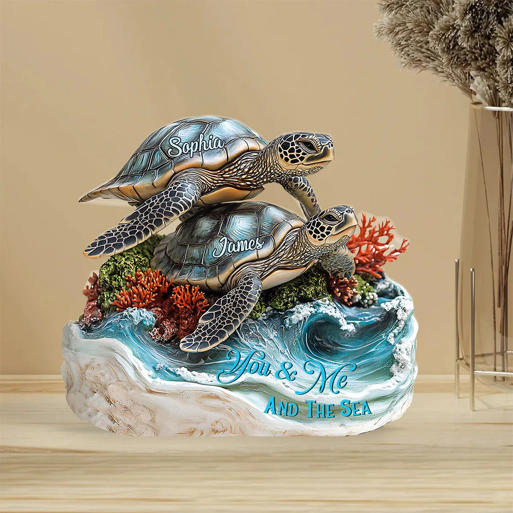 Personalized Turtle Custom Shaped Acrylic Plaque You And Me And The Sea Wedding Presents For Couples - Image 3