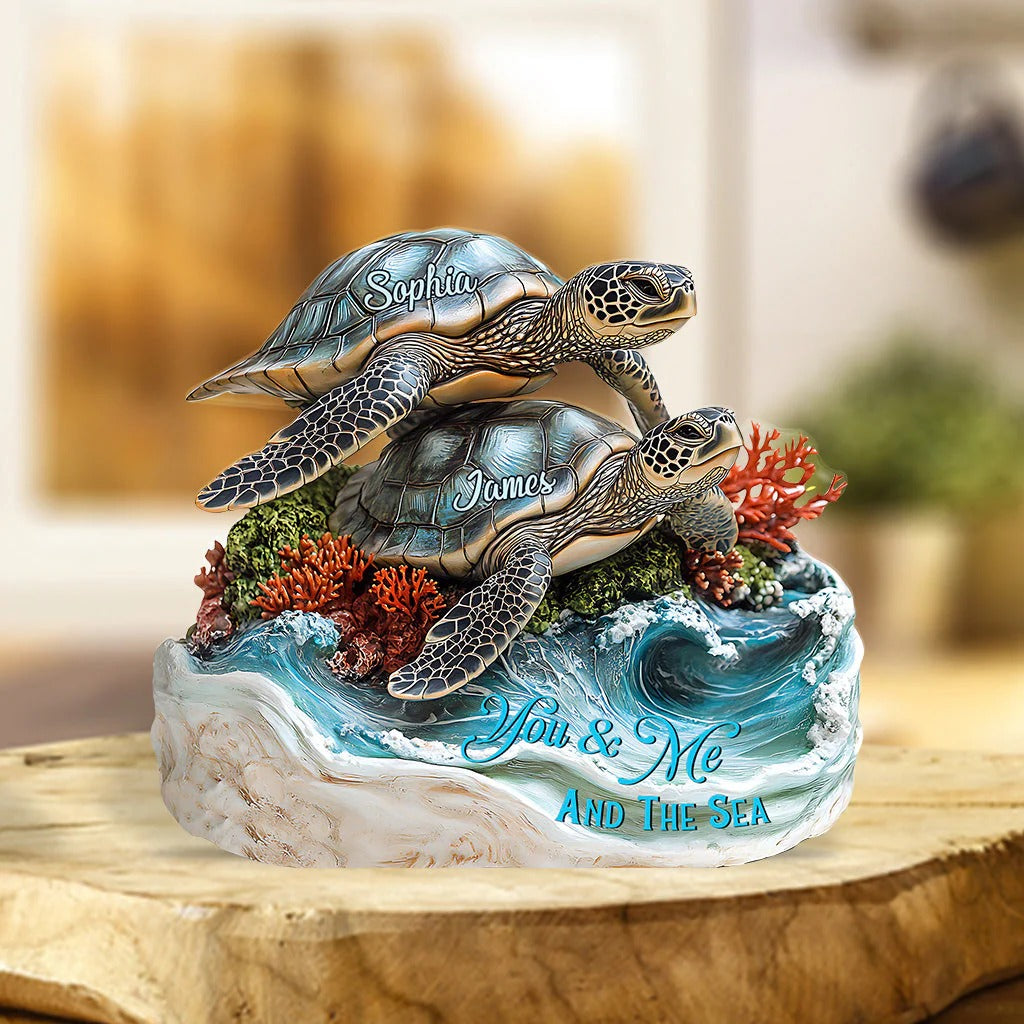 Personalized Turtle Custom Shaped Acrylic Plaque You And Me And The Sea Wedding Presents For Couples - Image 2