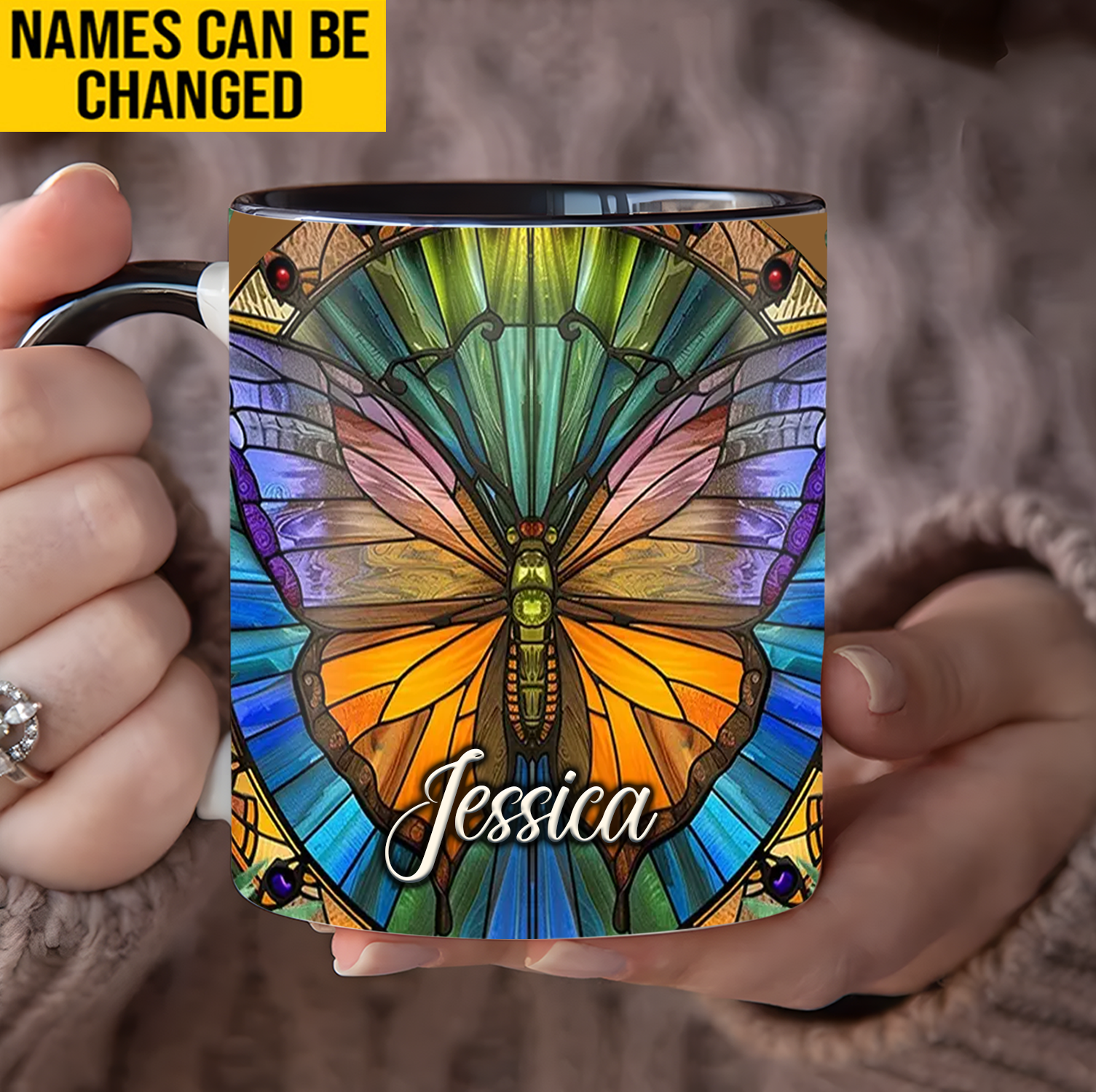 Personalized Vibrant Butterfly Accent Mug Butterfly Christmas Presents - Image 4