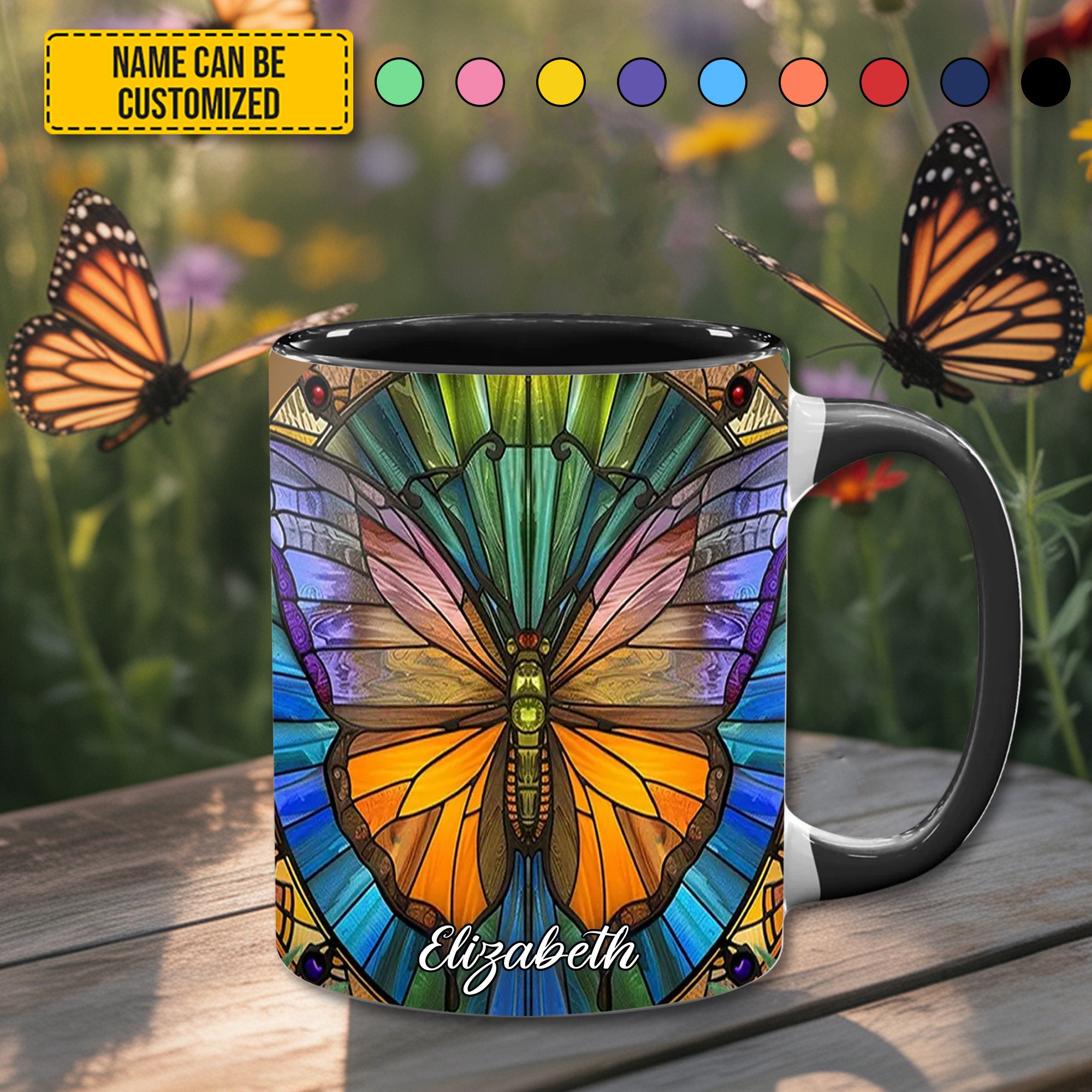 Personalized Vibrant Butterfly Accent Mug Butterfly Christmas Presents
