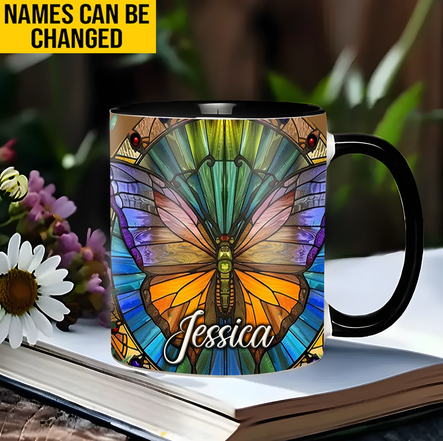 Personalized Vibrant Butterfly Accent Mug Butterfly Christmas Presents - Image 5